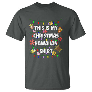 Christmas In Hawaii T Shirt This Is My Christmas Hawaiian Shirt Tikis Hibiscus Flower TS11 Dark Heather Print Your Wear