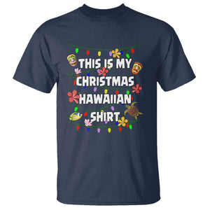 Christmas In Hawaii T Shirt This Is My Christmas Hawaiian Shirt Tikis Hibiscus Flower TS11 Navy Print Your Wear