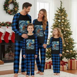 Yule Goat Plaid Pajama Set Yule Starry Night Winter Solstice Xmas Vincent Van Gogh TS11 Blue Plaid Print Your Wear