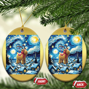 Yule Goat Christmas Ornament Yule Starry Night Winter Solstice Xmas Vincent Van Gogh TS11 Oval Gold Print Your Wear