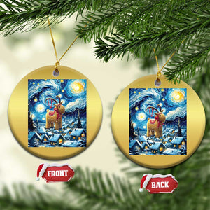 Yule Goat Christmas Ornament Yule Starry Night Winter Solstice Xmas Vincent Van Gogh TS11 Circle Gold Print Your Wear