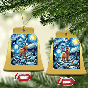 Yule Goat Christmas Ornament Yule Starry Night Winter Solstice Xmas Vincent Van Gogh TS11 Bell Flake Gold Print Your Wear