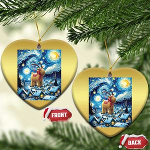 Yule Goat Christmas Ornament Yule Starry Night Winter Solstice Xmas Vincent Van Gogh TS11 Heart Gold Print Your Wear