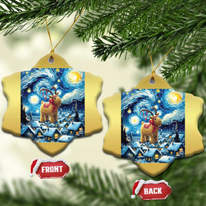 Yule Goat Christmas Ornament Yule Starry Night Winter Solstice Xmas Vincent Van Gogh TS11 Snow Flake Gold Print Your Wear