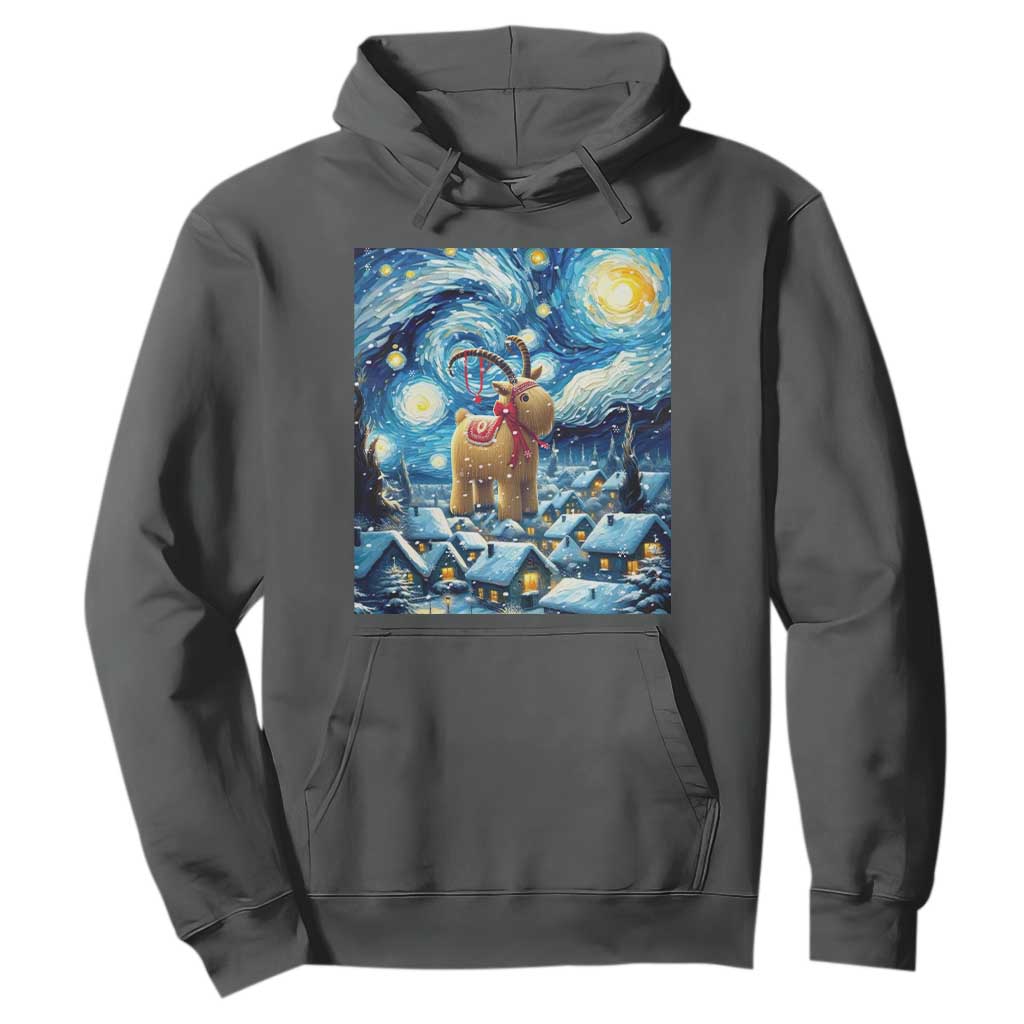 Yule Goat Hoodie Yule Starry Night Winter Solstice Christmas Vincent Van Gogh TS11 Dark Heather Print Your Wear