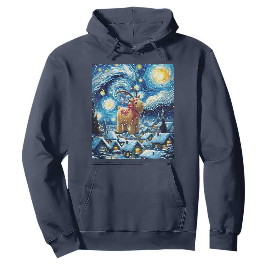 Yule Goat Hoodie Yule Starry Night Winter Solstice Christmas Vincent Van Gogh TS11 Navy Print Your Wear