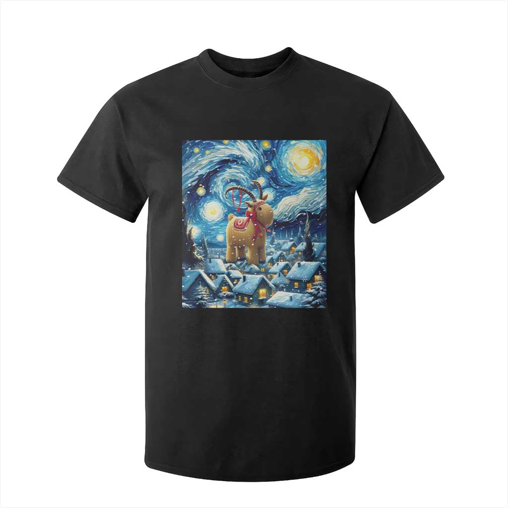 Yule Goat T Shirt For Kid Yule Starry Night Winter Solstice Christmas Vincent Van Gogh TS11 Black Print Your Wear