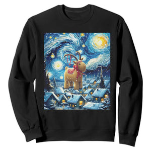 Yule Goat Sweatshirt Yule Starry Night Winter Solstice Christmas Vincent Van Gogh TS11 Black Print Your Wear