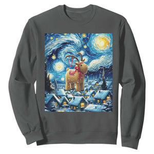 Yule Goat Sweatshirt Yule Starry Night Winter Solstice Christmas Vincent Van Gogh TS11 Dark Heather Print Your Wear