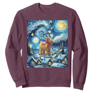 Yule Goat Sweatshirt Yule Starry Night Winter Solstice Christmas Vincent Van Gogh TS11 Maroon Print Your Wear