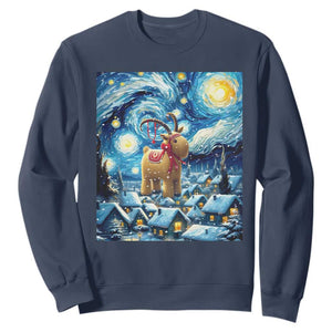 Yule Goat Sweatshirt Yule Starry Night Winter Solstice Christmas Vincent Van Gogh TS11 Navy Print Your Wear