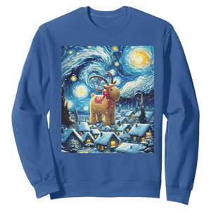 Yule Goat Sweatshirt Yule Starry Night Winter Solstice Christmas Vincent Van Gogh TS11 Royal Blue Print Your Wear