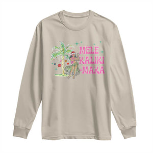 Christmas In Hawaii Long Sleeve Shirt Mele Kalikimaka Hula Girls Palm Tree TS11 Sand Print Your Wear