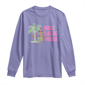 Christmas In Hawaii Long Sleeve Shirt Mele Kalikimaka Hula Girls Palm Tree TS11 Violet Print Your Wear