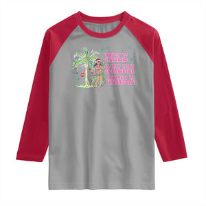 Christmas In Hawaii Raglan Shirt Mele Kalikimaka Hula Girls Palm Tree TS11 Sport Gray Red Print Your Wear