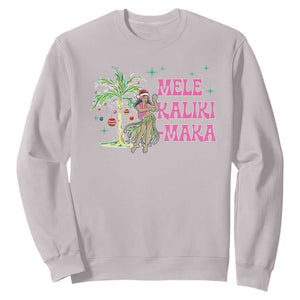 Christmas In Hawaii Sweatshirt Mele Kalikimaka Hula Girls Palm Tree TS11 Ice Gray Print Your Wear