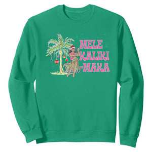 Christmas In Hawaii Sweatshirt Mele Kalikimaka Hula Girls Palm Tree TS11 Irish Green Print Your Wear