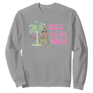 Christmas In Hawaii Sweatshirt Mele Kalikimaka Hula Girls Palm Tree TS11 Sport Gray Print Your Wear