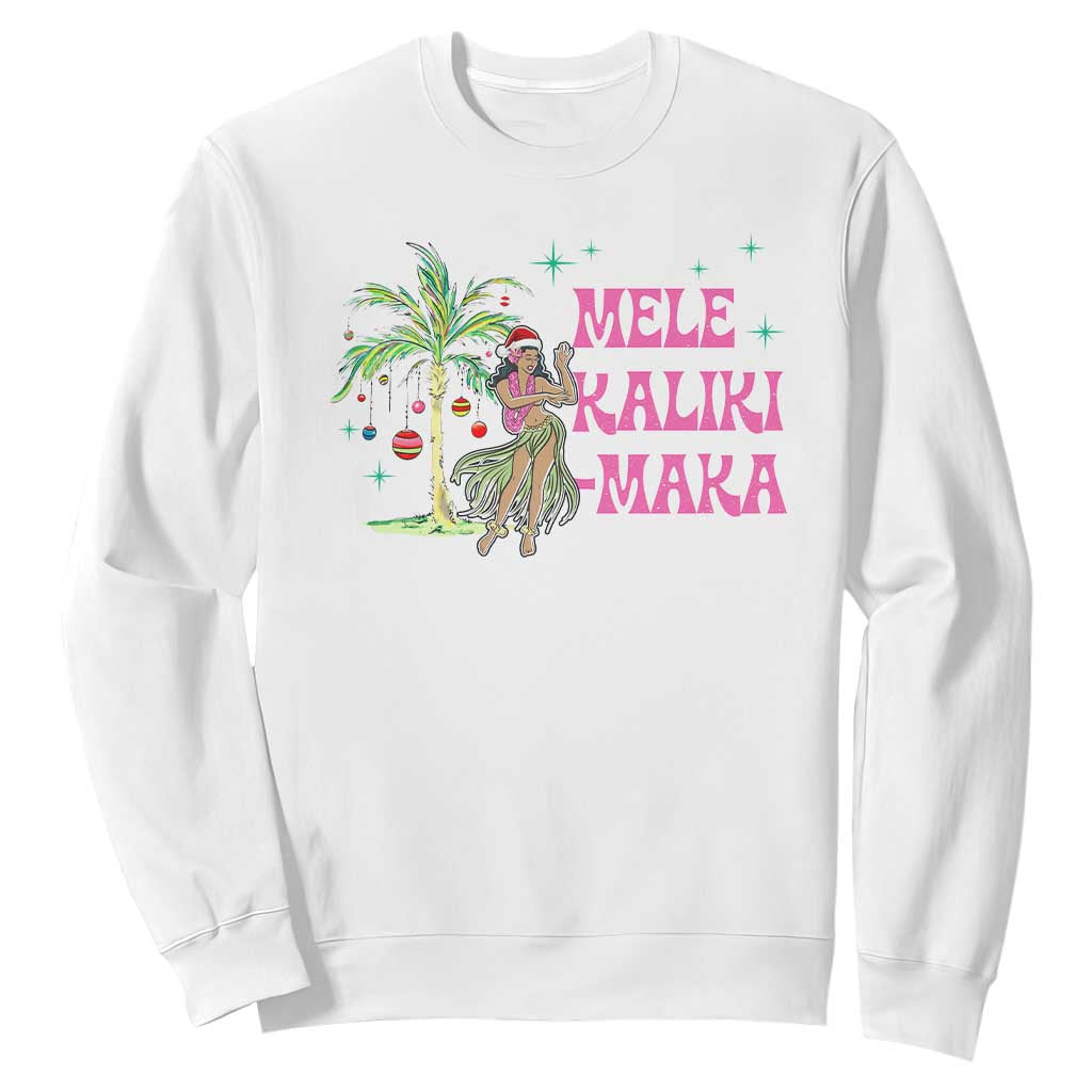 Christmas In Hawaii Sweatshirt Mele Kalikimaka Hula Girls Palm Tree TS11 White Print Your Wear