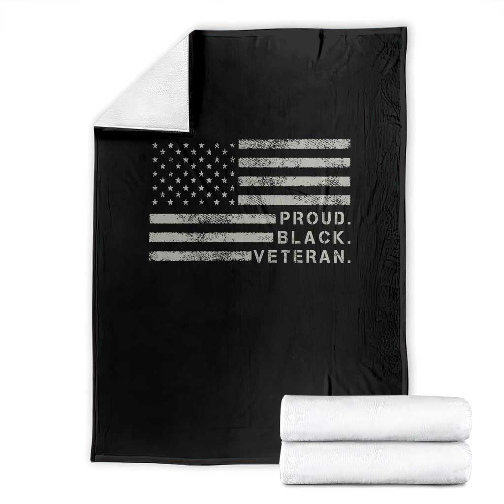 Proud Black Veteran Throw Blanket Veterans Day Proud Vintage American Flag Military TS11 Black Print Your Wear