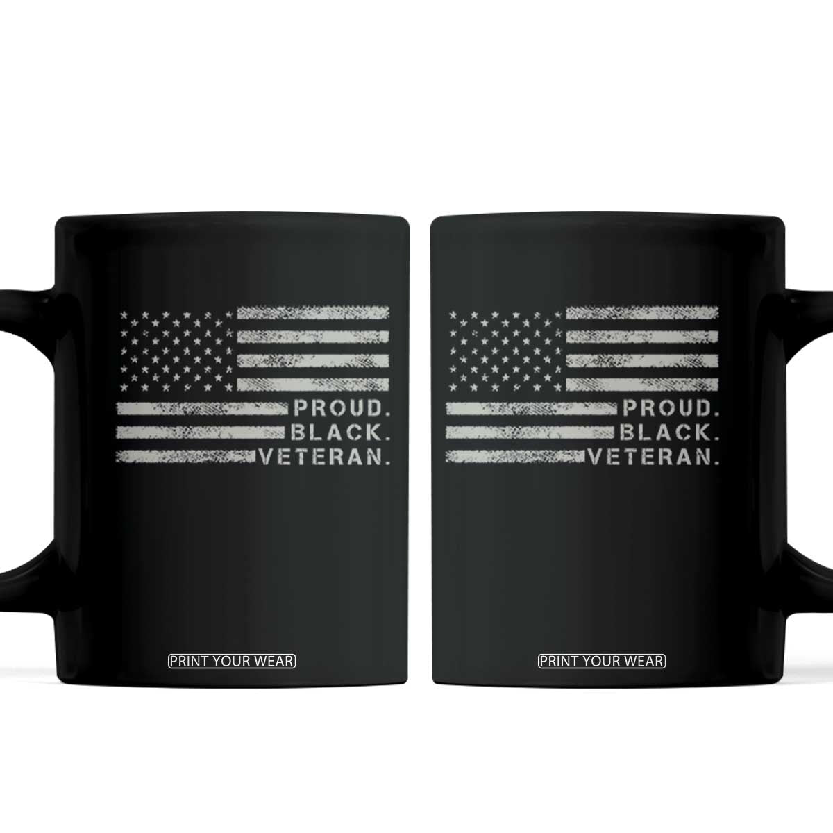 Proud Black Veteran Coffee Mug Veterans Day Proud Vintage American Flag Military TS11 Black Print Your Wear