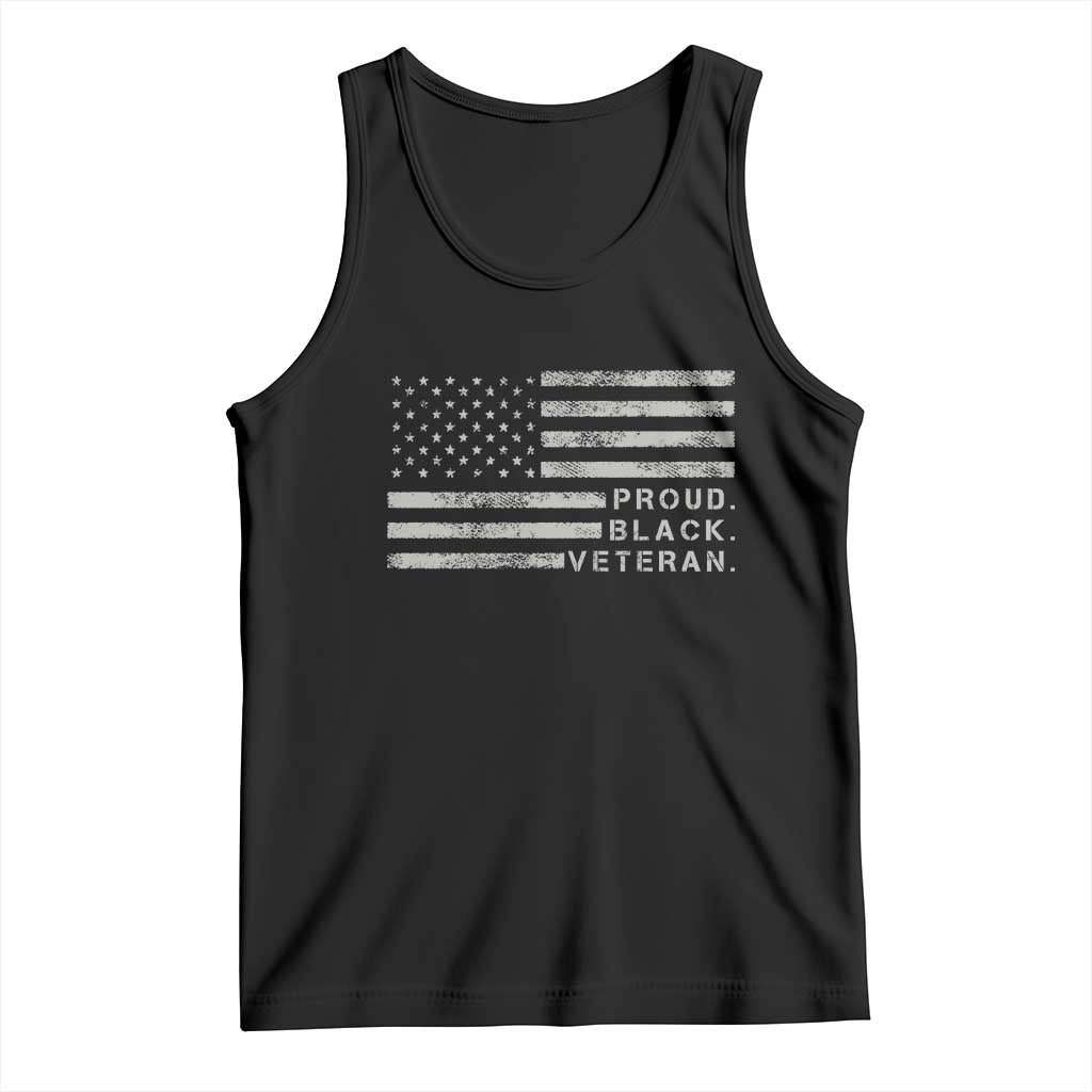 Proud Black Veteran Tank Top Veterans Day Proud Vintage American Flag Military TS11 Black Print Your Wear