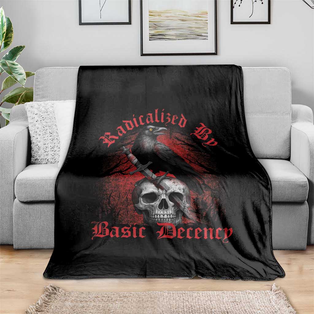 Radicalized By Basic Decency Throw Blanket Vintage Gothic Victorian Crow Skull TS11 Print Your Wear