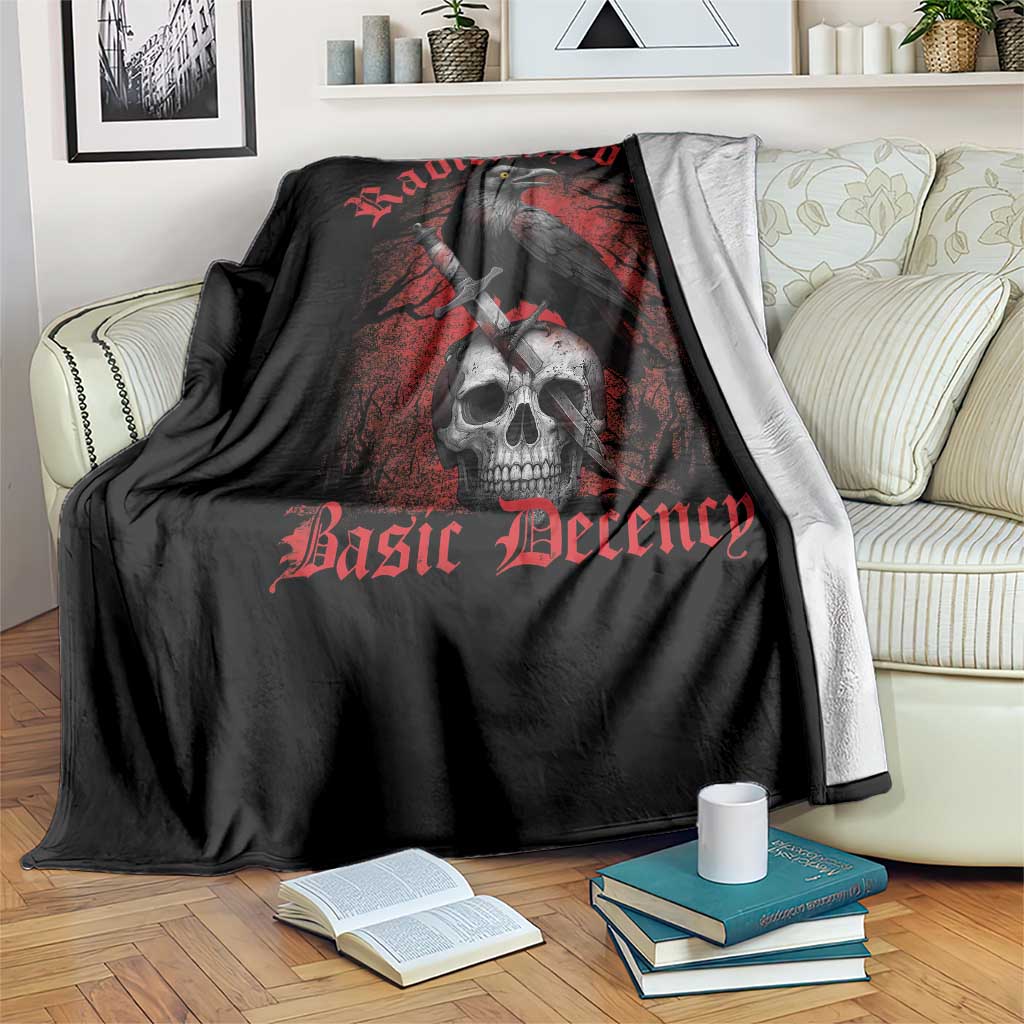 Radicalized By Basic Decency Throw Blanket Vintage Gothic Victorian Crow Skull TS11 Print Your Wear
