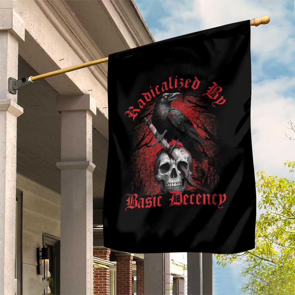 Radicalized By Basic Decency Garden Flag Vintage Gothic Victorian Crow Skull TS11 Print Your Wear