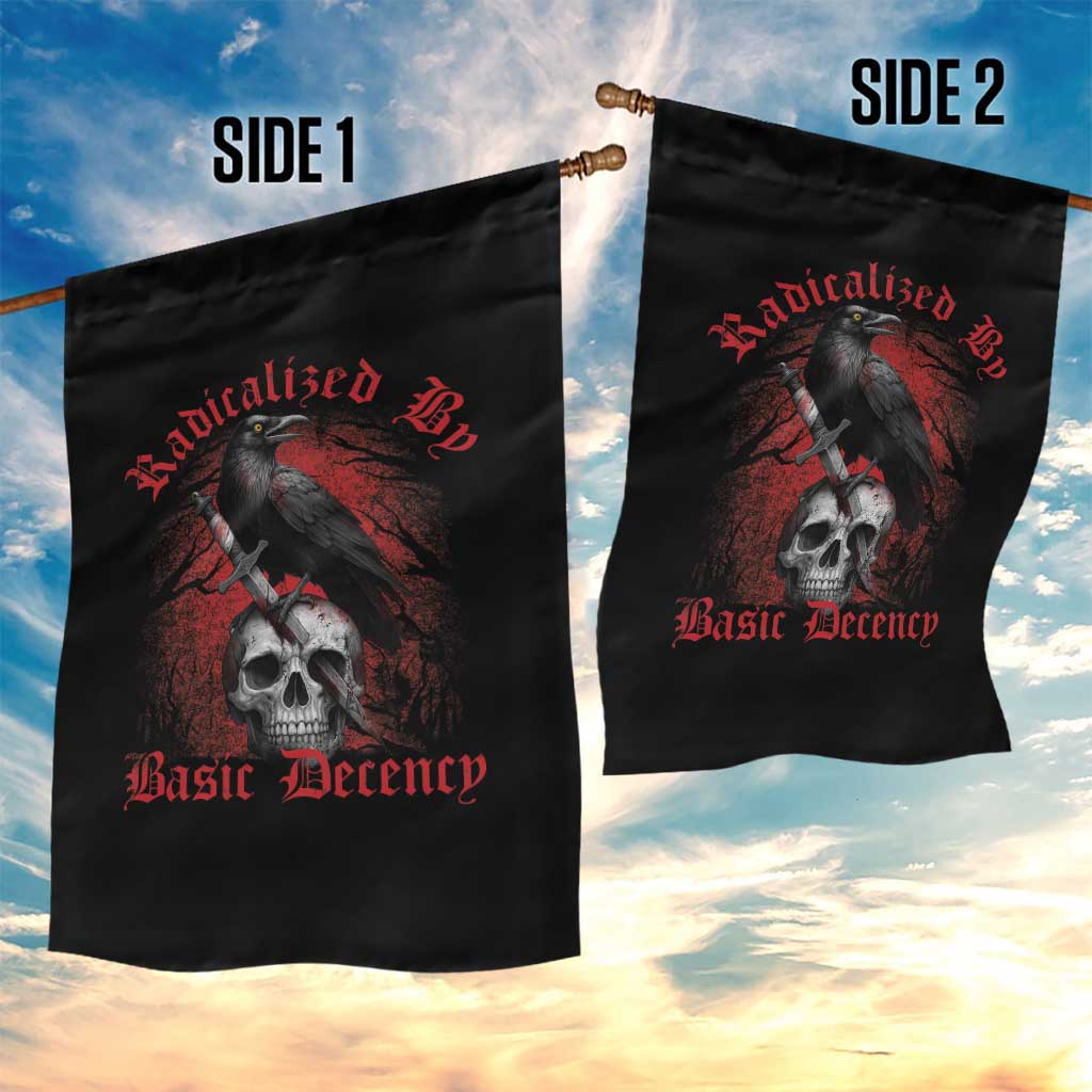 Radicalized By Basic Decency Garden Flag Vintage Gothic Victorian Crow Skull TS11 Print Your Wear
