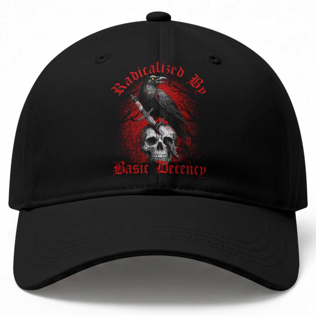 Radicalized By Basic Decency Baseball Cap Vintage Gothic Victorian Crow Skull TS11 Print Your Wear