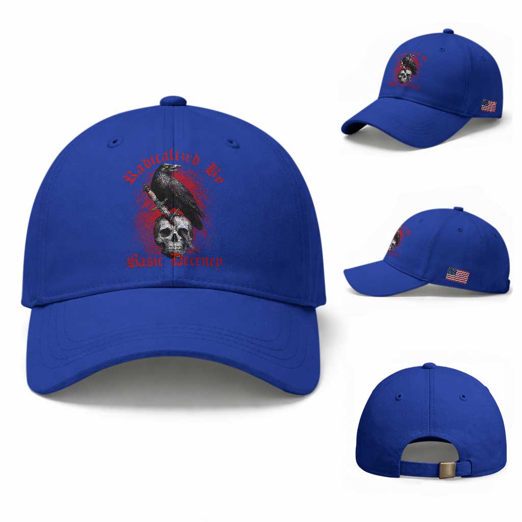 Radicalized By Basic Decency Baseball Cap Vintage Gothic Victorian Crow Skull TS11 Baseball Cap Universal Fit Royal Blue Print Your Wear