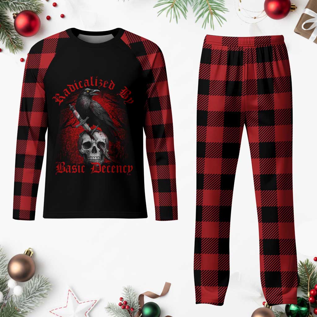 Radicalized By Basic Decency Plaid Pajama Set Vintage Gothic Victorian Crow Skull TS11 Buffalo Plaid Print Your Wear