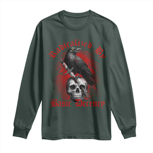 Radicalized By Basic Decency Long Sleeve Shirt Vintage Gothic Victorian Crow Skull TS11 Dark Forest Green Print Your Wear