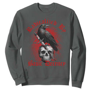 Radicalized By Basic Decency Sweatshirt Vintage Gothic Victorian Crow Skull TS11 Dark Heather Print Your Wear