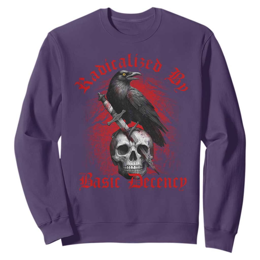 Radicalized By Basic Decency Sweatshirt Vintage Gothic Victorian Crow Skull TS11 Purple Print Your Wear