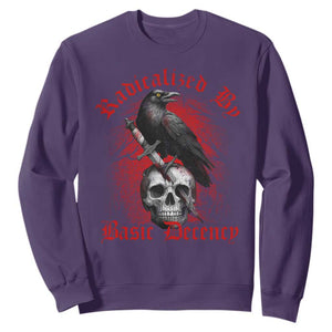 Radicalized By Basic Decency Sweatshirt Vintage Gothic Victorian Crow Skull TS11 Purple Print Your Wear