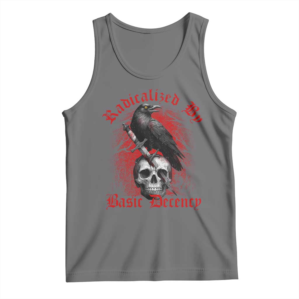 Radicalized By Basic Decency Tank Top Vintage Gothic Victorian Crow Skull TS11 Black Heather Print Your Wear