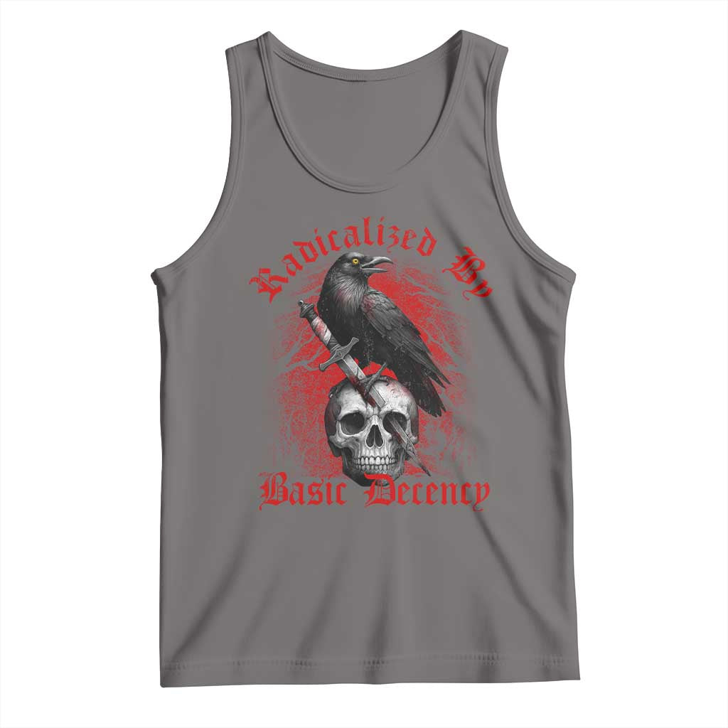 Radicalized By Basic Decency Tank Top Vintage Gothic Victorian Crow Skull TS11 Deep Heather Print Your Wear