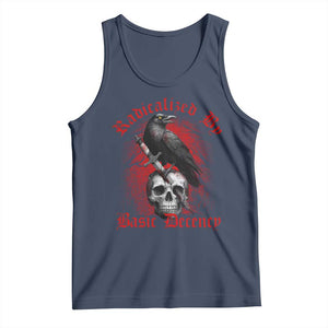 Radicalized By Basic Decency Tank Top Vintage Gothic Victorian Crow Skull TS11 Navy Print Your Wear