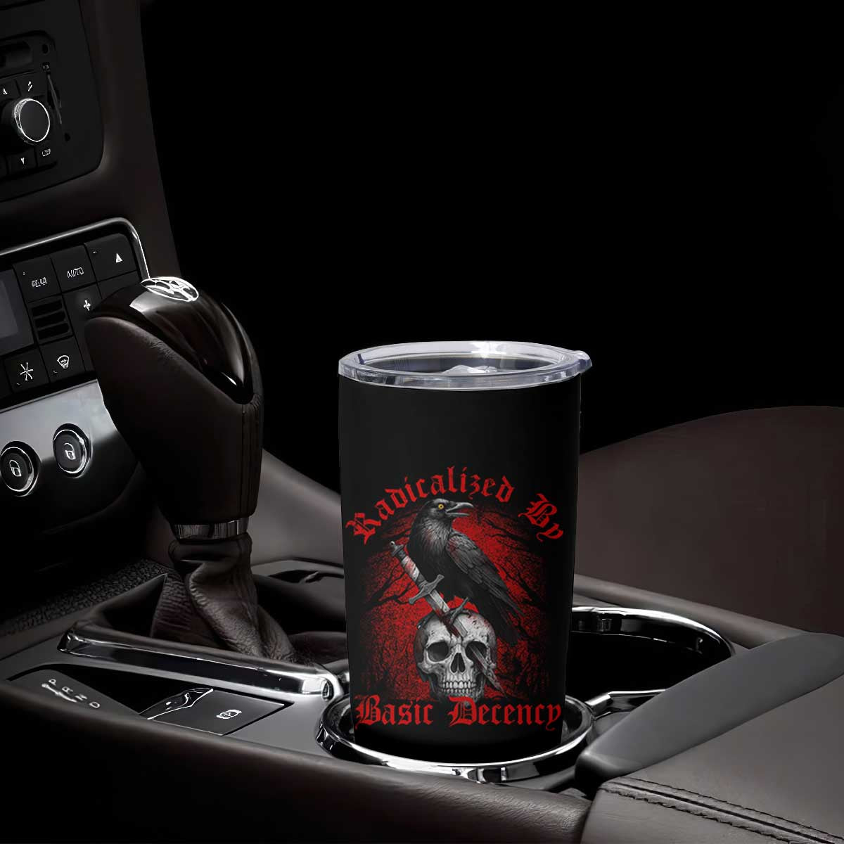Radicalized By Basic Decency Tumbler Cup Vintage Gothic Victorian Crow Skull TS11 Print Your Wear