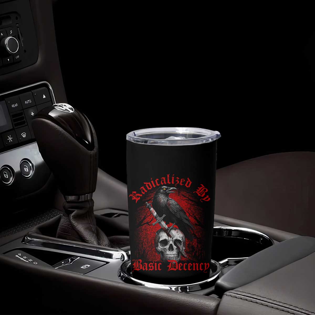 Radicalized By Basic Decency Tumbler Cup Vintage Gothic Victorian Crow Skull TS11 Print Your Wear