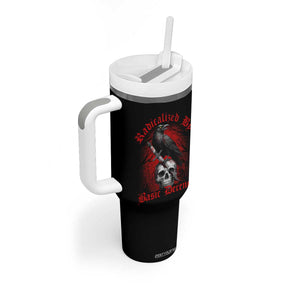 Radicalized By Basic Decency Tumbler With Handle Vintage Gothic Victorian Crow Skull TS11 Print Your Wear