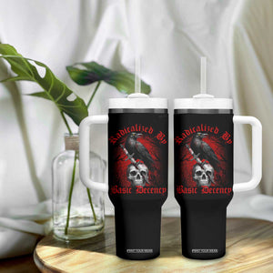 Radicalized By Basic Decency Tumbler With Handle Vintage Gothic Victorian Crow Skull TS11 Print Your Wear