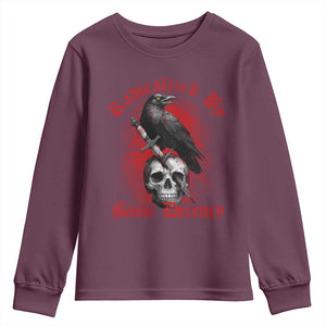 Radicalized By Basic Decency Youth Sweatshirt Vintage Gothic Victorian Crow Skull TS11 Maroon Print Your Wear