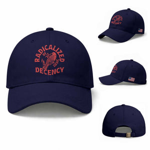 Radicalized By Basic Decency Baseball Cap Feminist Activist TS11 Baseball Cap Universal Fit Dark Blue Print Your Wear