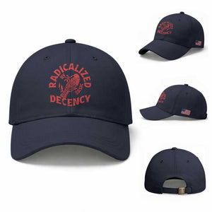 Radicalized By Basic Decency Baseball Cap Feminist Activist TS11 Baseball Cap Universal Fit Navy Print Your Wear