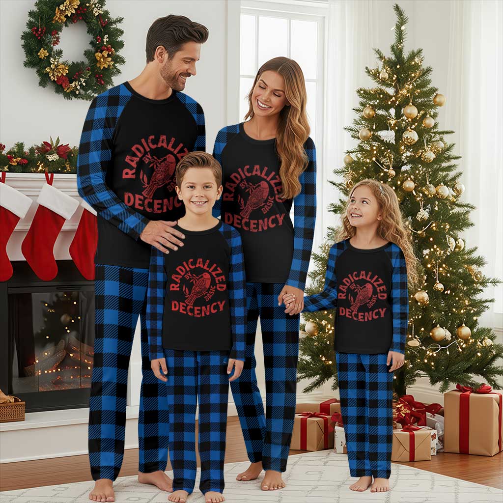 Radicalized By Basic Decency Plaid Pajama Set Feminist Activist TS11 Blue Plaid Print Your Wear