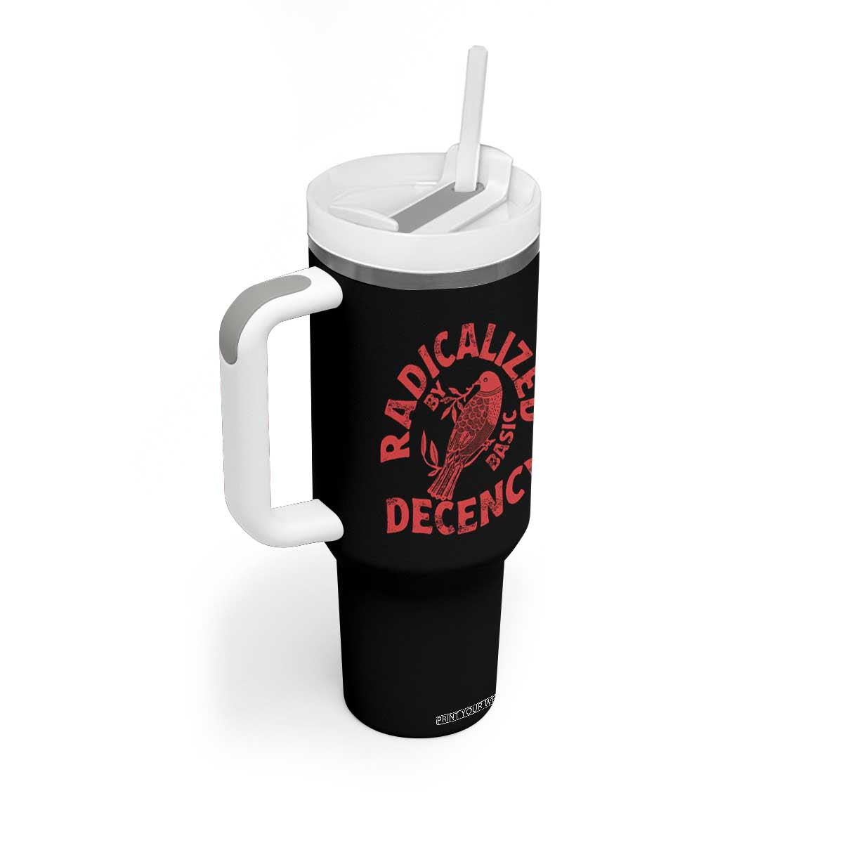 Radicalized By Basic Decency Tumbler With Handle Feminist Activist TS11 Print Your Wear