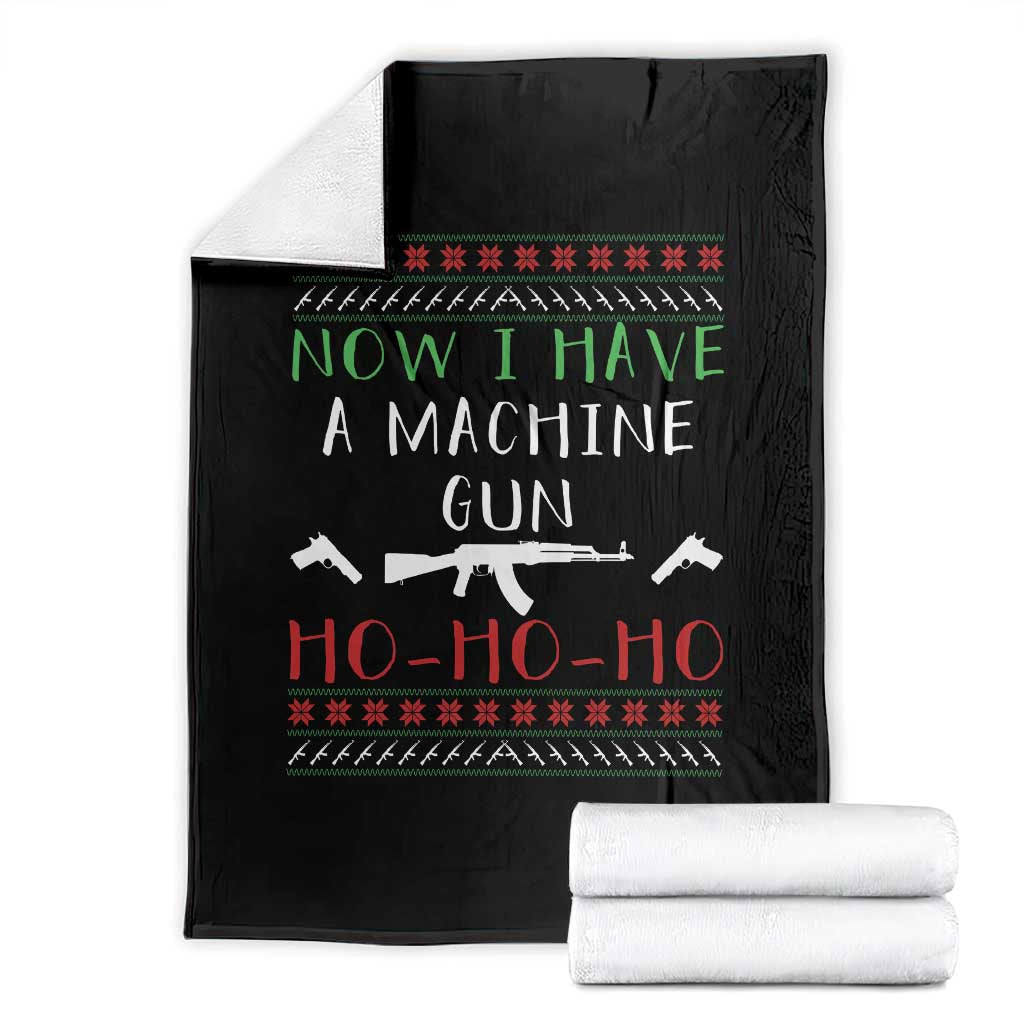 Now I Have A Machine Gun Throw Blanket Funny Christmas Movie Gun Lover TS11 Black Print Your Wear